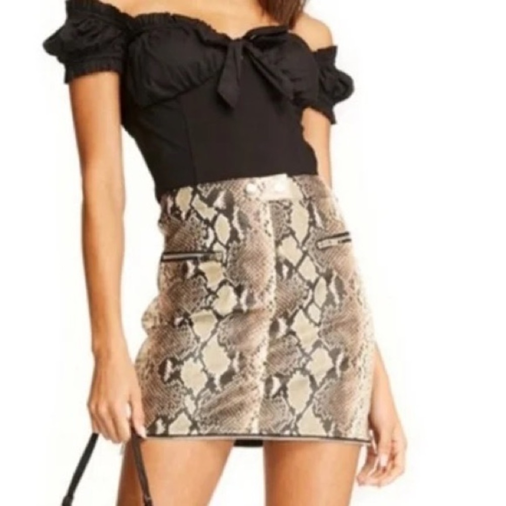 I.AM.GIA leather snakeskin skirt NWT